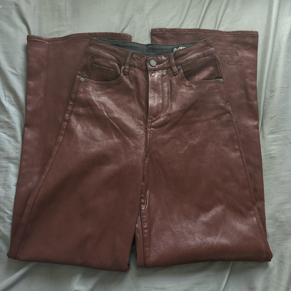 Blank NYC Maroon/Brown Coated Straight Leg Jeans